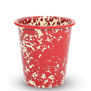 Esmalte campamento al aire libre Vintage rojo Splash Splatter Slosh Splatterware sin mango esmalte café <span class=keywords><strong>cerveza</strong></span> beber vaso de vidrio corto - Product Image 1