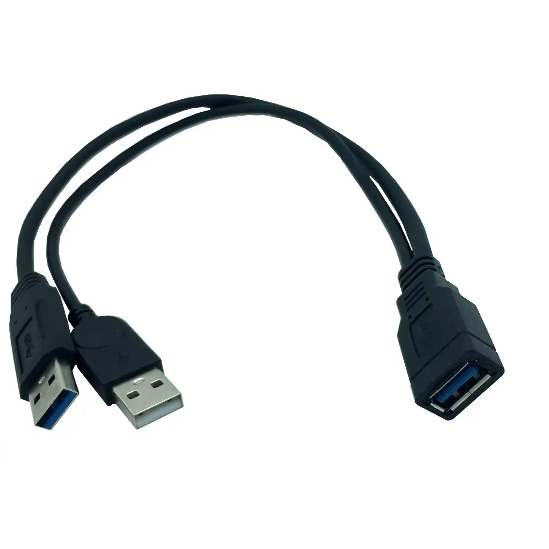 Caliente 30cm 2 en 1 USB3.0 a USB3.0/2,0 USB3.0 hembra a Dual USB macho Y Cable de extensión de datos de potencia adicional