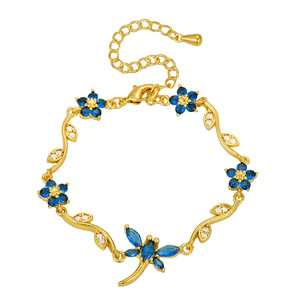 Exquisito Conjunto de Pulsera y Cadena para Clavícula de Latón Brillante con Zirconia, Hoja Verde y Flor de Melocotón, Regalo para el Día de San Valentín, Estilo Casual/Deportivo - Product Image 2