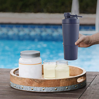 Bouteille shaker avec stockage bouteille d'eau isolée en acier inoxydable tasse shaker 18oz 20oz 25oz tasse shaker à protéines durable