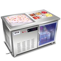 Rouleaux de crème glacée congelée en acier inoxydable à double poêle machine à crème glacée frite machine à rouleaux de glace