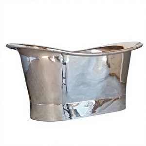 Bañera Moderna de Cobre con Acabado Níquel en el Interior y Exterior, 70 Pulgadas, Hecha a Mano, Ecológica, con Grifo Incluido, Precio Bajo - Product Image 1