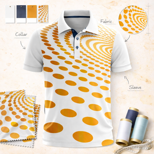 Camiseta Polo Sublimada Personalizada para Hombre, Patrón de Puntos en Degradado, Poliéster y Spandex, Absorbe la Humedad, Ropa de Equipo OEM - Product Image 2