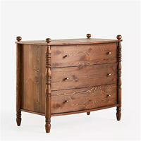 Commode moderne vintage en bois noir avec 3 tiroirs Commode marron de style américain