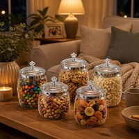 Ensemble de bocaux de conservation alimentaire en plastique PET transparent, hermétiques, résistants à l'humidité, pour garde-manger, comptoir et cuisine