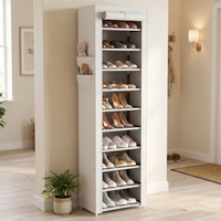 Meilleure Vente : Meuble à Chaussures Empilable 10 Niveaux avec Housse, Grande Capacité (20-22 Paires), Meuble de Rangement Haut pour Chaussures