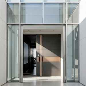 Porta d'Ingresso a <span class=keywords><strong>Doppia</strong></span> <span class=keywords><strong>Anta</strong></span> con Cerniera Laterale in Vetro e Alluminio, Design Contemporaneo Impermeabile per Ville e Case Rurali, Modello R-010 - Product Image 3