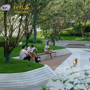 Nuevos Materiales de Construcción en Piedra, Banco de Terrazo GRC para Exteriores, Asiento para Parque, Blanco Gris, Personalizable, Impermeable, Duradero, Banco para Paisajismo - Product Image 3