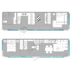 Sang trọng 40ft hai phòng ngủ container đã sẵn sàng để cài đặt prefab nhà tiền chế thép cửa hàng cho sử dụng ngoài trời hoặc bên ngoài - Product Image 2