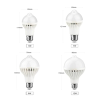Bombilla Inteligente LED con Sensor de Movimiento PIR y Sonido Automático, 5W/7W/9W/12W, E27, 85-265V, 5000K, Luz Diurna, IP20, CRI80, Ángulo de Haz de 120°, Vida Útil de 50000h