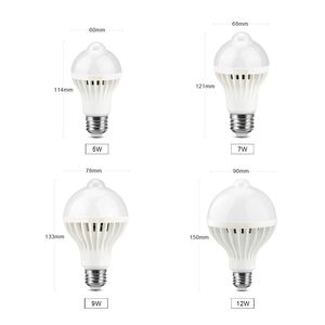 LED PIR 运动传感器声音自动智能灯泡 5W/7W/9W/12W E27 85-265V 5000K 日光色 IP20 CRI80 120 度光束角 50000 小时寿命 - Product Image 4