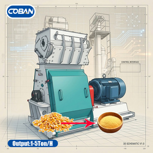 1-5 Ton/H Raw Material <b>Grinder</b> Maize Wheat Hammer Mill Corn Soybean Meal Pulverizer Crusher Machine for Feed Line/Flour Mill - Product Image 1
