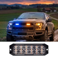 Barra de Señalización LED de 24 LED con Lente Ahumada, Montaje Empotrado, Doble Color Ámbar y Azul Intermitente, para Grúas de Remolque