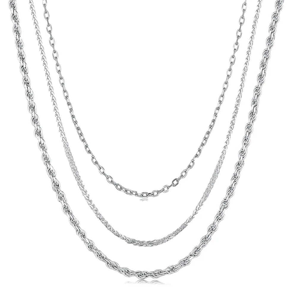 Jiangyuan desain sederhana populer S925 perak murni perhiasan kustom memutar dasar kalung rantai sumpin untuk perhiasan wanita