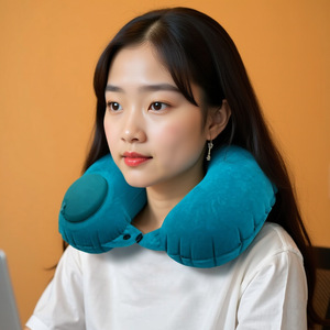 Inflatable U-Shaped Neck Pillow 28x26x14cm Automatic Inflate Portable Travel Airplane Pillow Solid Color Lightweight Design - Product Image 1
