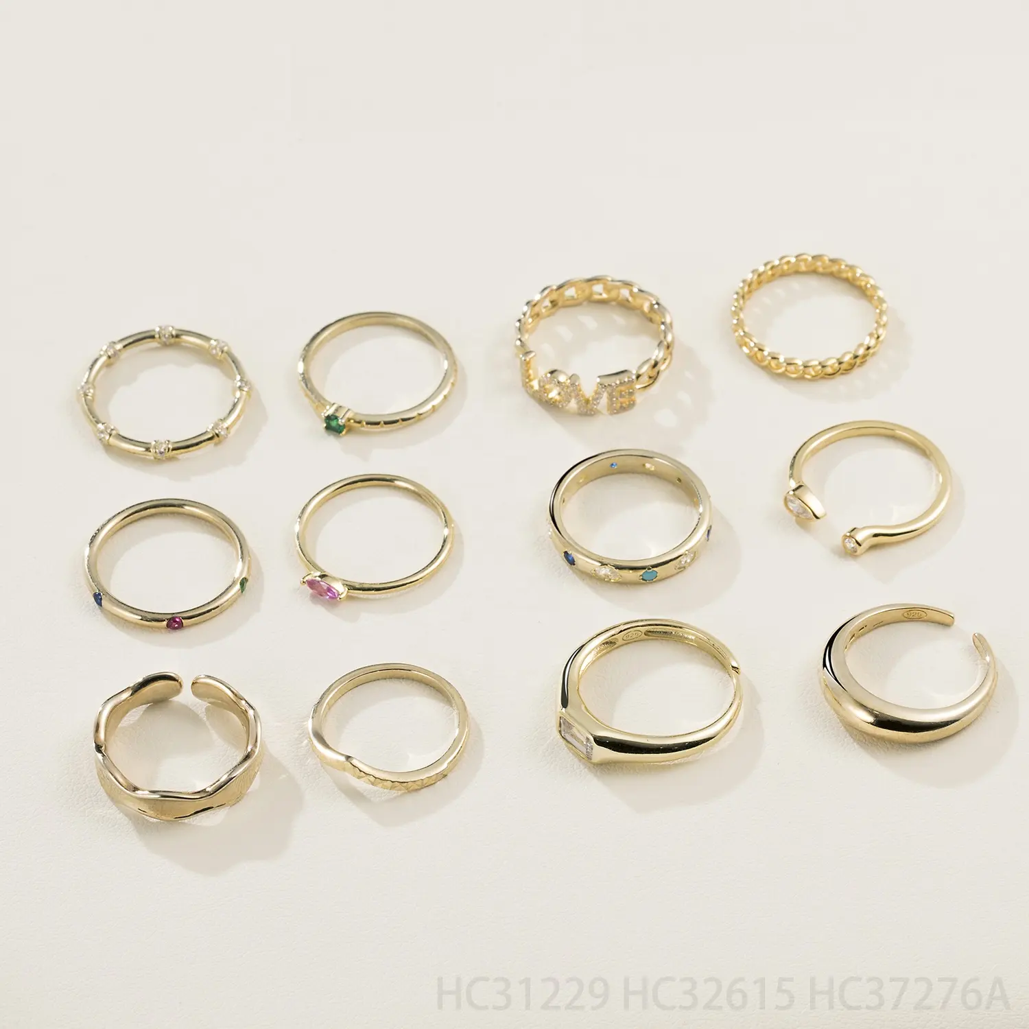 Women Jewelry Adjustable Dainty Open Zircon 925 Sterling Silver 14K Gold Vermeil Plated Rings