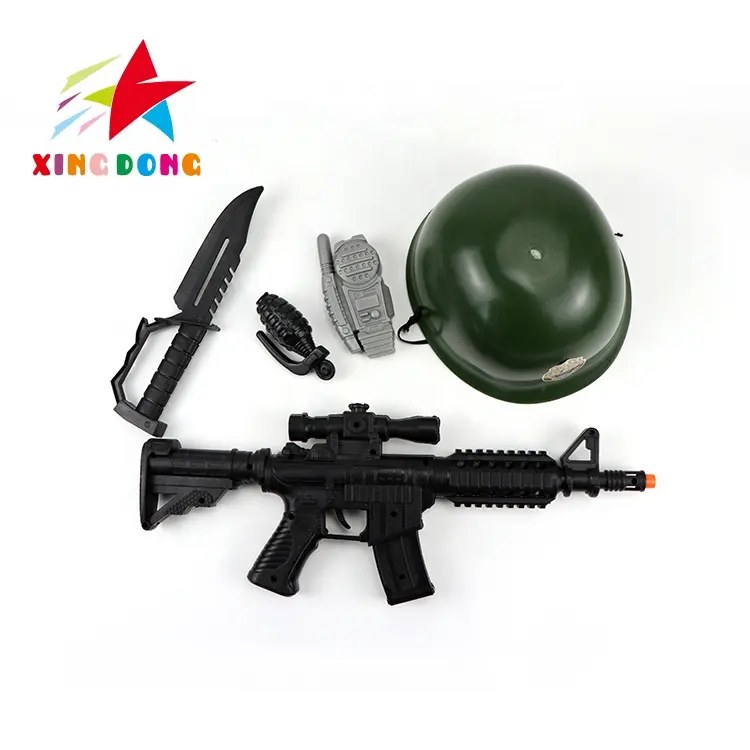 Plastic military helmet kids military gun toys play set for sale