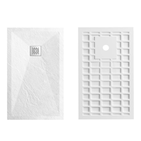 Receveur de douche antidérapant en résine de pierre couleur personnalisée, effet pierre, pour salle de bain d'hôtel