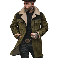 Vestes pour hommes : Trench-coats pour hommes : Manteaux pour hommes : Vestes zippées pour hommes : Manteau décontracté en daim coupe ajustée patchwork automne/hiver