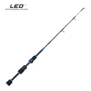 LEO 28112 tongkat pancing es solid biru 2 bagian karbon padat penyesuaian keras peralatan pancing rakit grosir