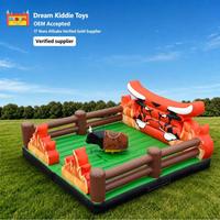 Machine de rodéo gonflable 5x5m avec tapis de rodéo mécanique en bâche PVC, équipement d'amusement commercial pour la location événementielle et les parcs