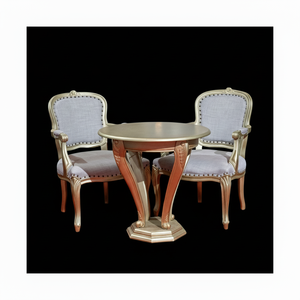 หลุยส์หรูหรากลางศตวรรษที่ทันสมัยไม้เนื้อแข็งตกแต่งโต๊ะกาแฟ2เก้าอี้สำหรับห้องนั่งเล่นที่บ้าน - Product Image 1