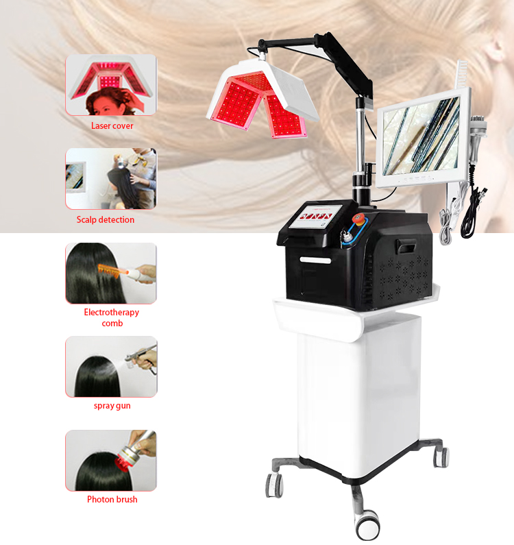 LLLT Laser Anti-Hair Loss Treatment Equipment 650Nm Scalp Massage Led Laser Device For Hair Growth With Hair Follicle Detection