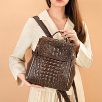 Sac à dos mini mignon en cuir véritable de luxe, imperméable, antivol, à motif crocodile vintage personnalisé, pour unisexe