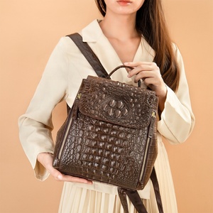 Custom Vintage Crocodile Pattern <b>Backpack</b> Luxury Genuine Leather <b>Small</b> <b>Backpack</b> Cute Mini <b>Backpack</b> Purse for Ladies - Product Image 4