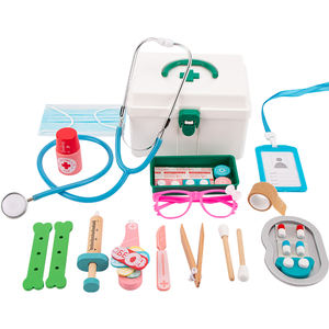 Kit de Docteur <span class=keywords><strong>en</strong></span> Bois pour Enfants, Jouet de Simulation Médicale, Kit de Développement Médical - Product Image 1