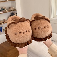 StepGrace – Chaussons d'intérieur en peluche avec semelle EVA, motif chat de dessin animé mignon, doux et chauds, pour femmes et filles