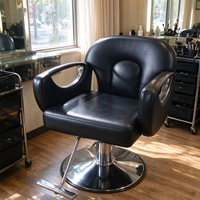 Fauteuil de Barbier Portable Moderne en Cuir PU Durable avec Hauteur Réglable et Inclinaison pour Salon, Appartement, Salon de Coiffure, Atelier