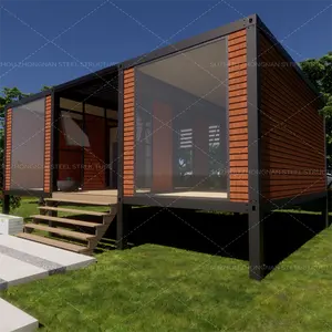 Prefab Rumah Mewah Portabel Ruang Tamu Kontainer Modular Datar Harga Rumah Set untuk Korea