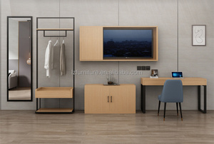 <b>Cheap</b> 3 Star Hotel Bed Set Wooden <b>Frame</b> with Upholstered Headboard and Matching Nightstands for Budget Hotel Project - Product Image 6