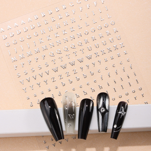 3D 5D số thư Glossy tự dính Decal đen trắng bạc lá móng tay trang trí móng tay nghệ thuật Stickers Salon DIY Nail decals - Product Image 2