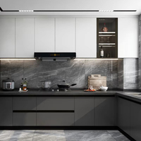 Meubles de cuisine modulaires en bois massif, écologiques, ignifuges, avec verre et acrylique, modernes, personnalisables, avec évier, îlot, robinet, charnières et accessoires