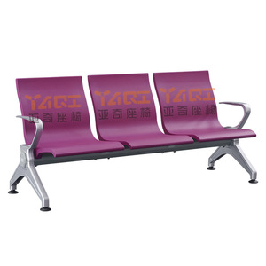 Banco de 3 plazas Yachi Pu Self Skin color morado con pasamanos para área de espera, hospital, vestíbulo de aeropuerto - Product Image 3