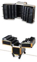 Valise de maquillage professionnelle en aluminium de luxe, portable et élégante, pour voyage