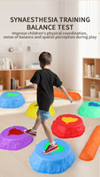 Pierres d'équilibre d'extérieur pour enfants, éclairées aux couleurs arc-en-ciel, pour l'équilibre et la traversée du pont