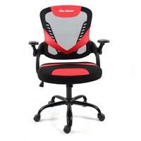 Chaise de bureau ergonomique à dossier haut, style racing noir et rouge, en maille respirante, accoudoirs rabattables, hauteur réglable pour salle de jeux
