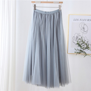 Moda nuova gonna elastica da donna in rete da <span class=keywords><strong>spiaggia</strong></span> primavera estate coreana gonna lunga alla moda a pieghe gonne in Tulle bianche nere - Product Image 5