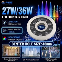 Lampu Air Mancur LED RISE Hot Sale 316L Stainless Steel 27W AC/DC24V RGB 3in1/RGBW 4in1 DMX Tahan Air IP68 Garansi 3 Tahun