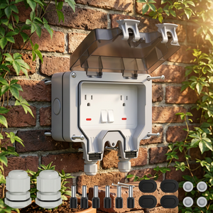 Caja de cubierta de plástico <span class=keywords><strong>para</strong></span> toma de corriente eléctrica de pared de jardín con probador de tensión y prensacables - Product Image 1
