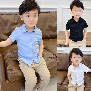 Magliette Casual da ragazzo per la primavera/estate <span class=keywords><strong>con</strong></span> risvolto monopetto a tinta unita camicie <span class=keywords><strong>con</strong></span> maniche corte per bambini - Product Image 2