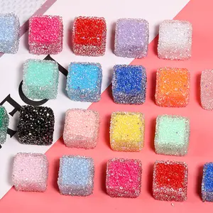 Vente en gros 17mm perles de sucre en strass couleur bonbon carré plein diamant perles bricolage diamant boule perles