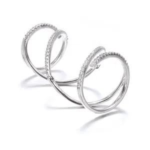 Mooie Zilveren Sieraden 925 Sterling Zirkoon Ringen Multi Layer Cirkel Knuckle Ring