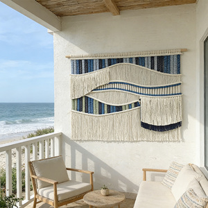 Decorazione <span class=keywords><strong>da</strong></span> Parete in Macramè con Frange Ondulate e Accenti in Legno Naturale, Produzione OEM/ODM per Interni Domestici - Product Image 3