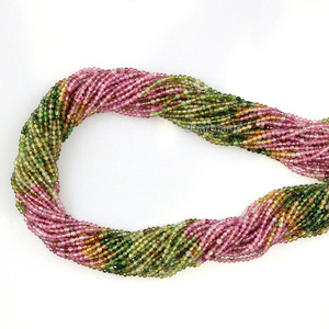 ลูกปัดทัวร์มาลีนแบบผสมไล่ระดับสี5A ลูกปัดตัดทัวร์มาลีนสีรุ้งสำหรับทำเครื่องประดับ2มม. ความยาว38ซม. - Product Image 3