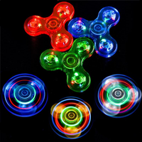 Fidget Spinner Transparent en Cristal avec LED Lumineuses Colorées, Portable, Écologique, en Plastique, Jouet Amusant Unisexe