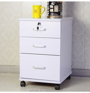 Three Drawers White <strong>Bedside</strong> <strong>Table</strong> - Product Image 3